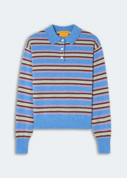 Guest in Residence Collegiate polo blue stripes burgundy. 
