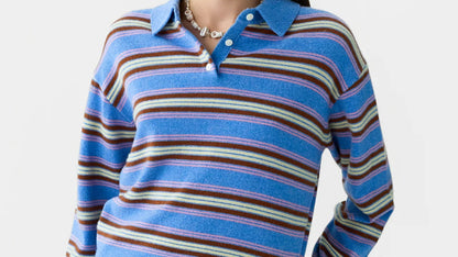 GUEST IN RESIDENCE - COLLEGIATE POLO STRIPE BLEU