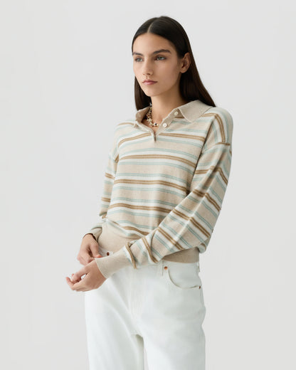 GUEST IN RESIDENCE - COLLEGIATE POLO STRIPE SANDCOMBO