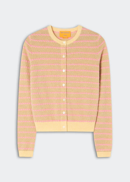 GUEST IN RESIDENCE - PEBBLE STRIPE JANE CARDIGAN BUTTER COMBO