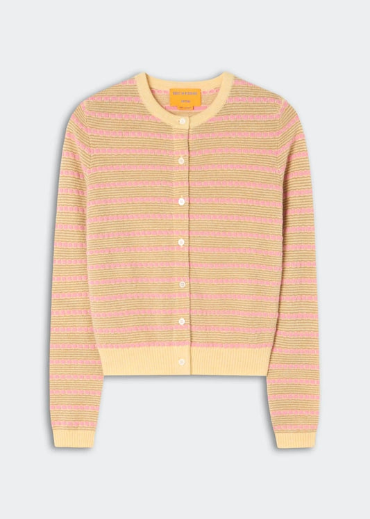 GUEST IN RESIDENCE - PEBBLE STRIPE JANE CARDIGAN BUTTER COMBO