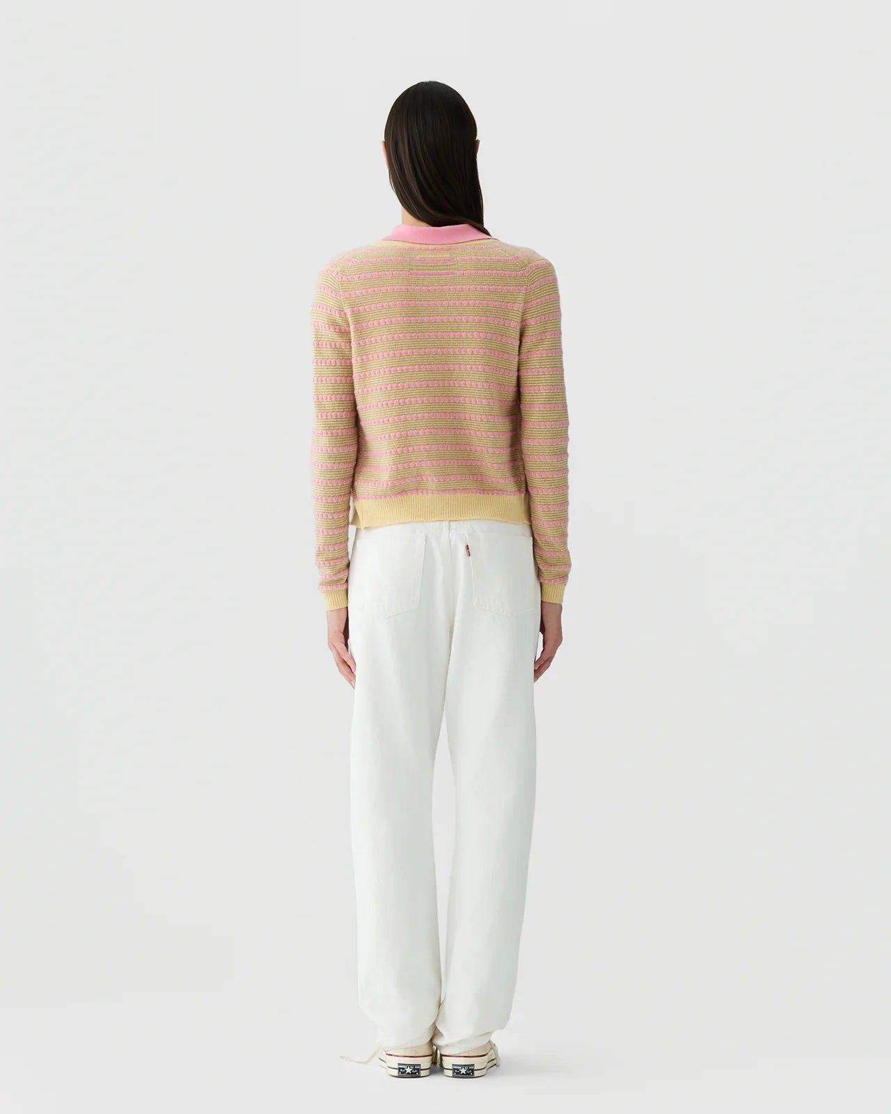 GUEST IN RESIDENCE - PEBBLE STRIPE JANE CARDIGAN BUTTER COMBO