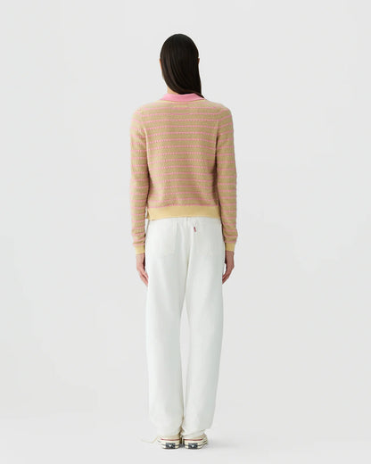 GUEST IN RESIDENCE - PEBBLE STRIPE JANE CARDIGAN BUTTER COMBO