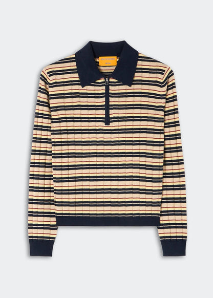 GUEST IN RESIDENCE - TRACK POLO STRIPE BLEU