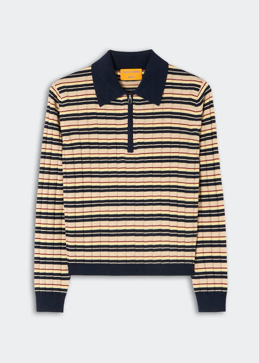 GUEST IN RESIDENCE - TRACK POLO STRIPE BLEU