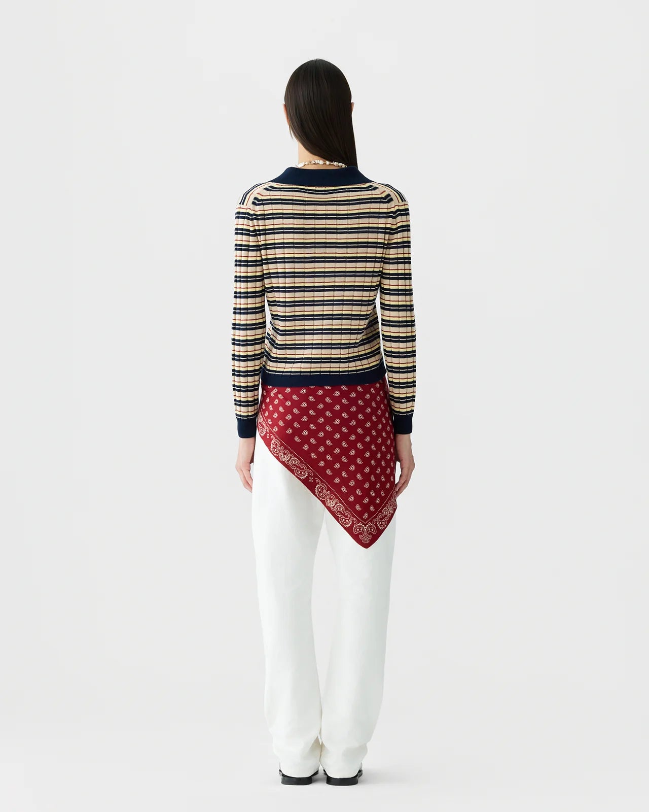 GUEST IN RESIDENCE - TRACK POLO STRIPE BLEU