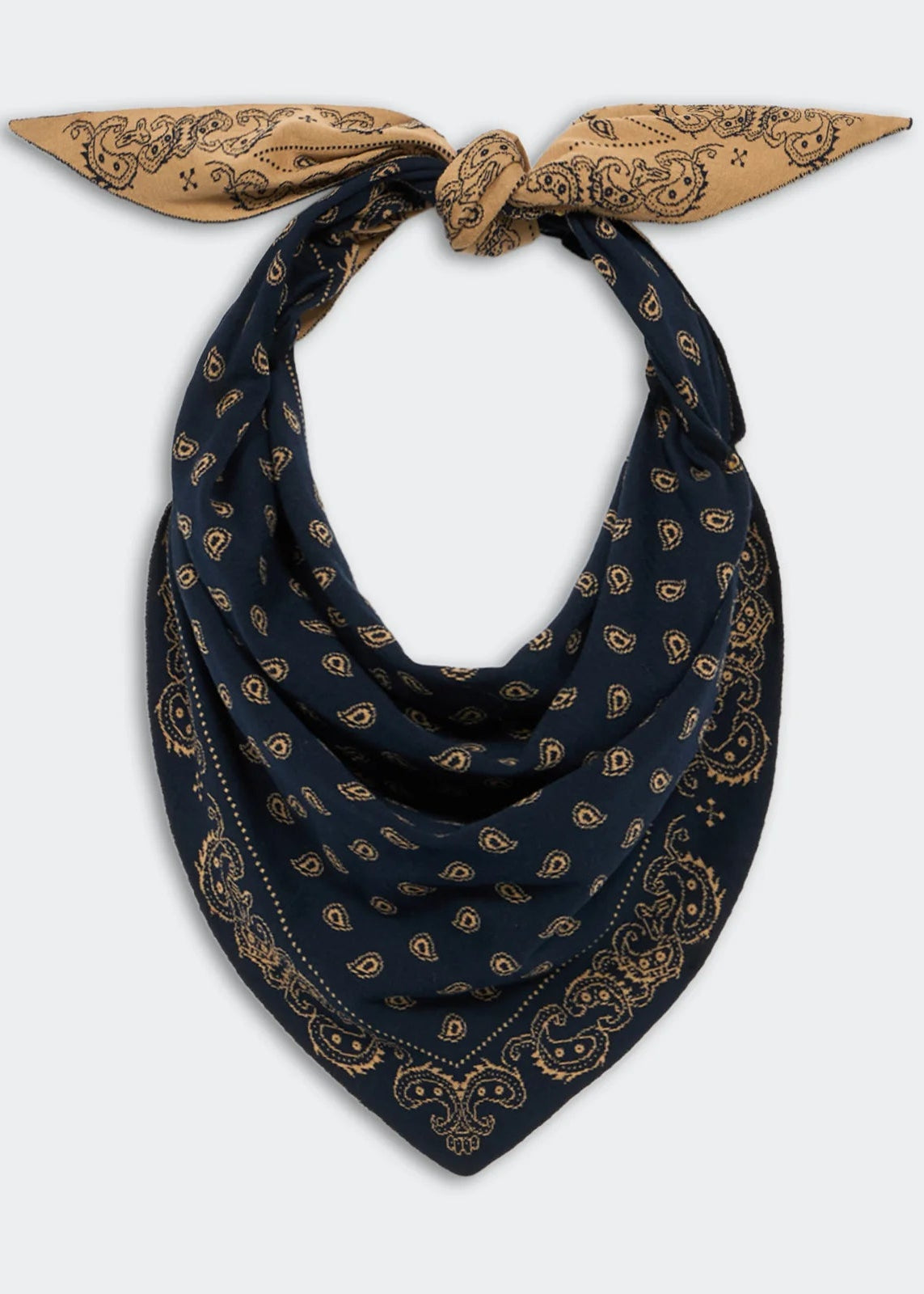 GUEST IN RESIDENCE - WILD RAG SCARF NAVY/CAMEL
