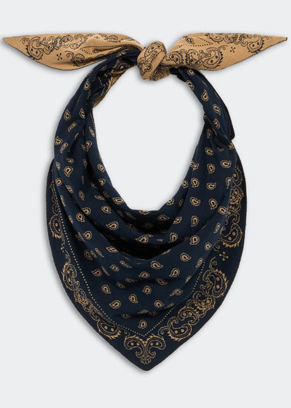 GUEST IN RESIDENCE - WILD RAG SCARF NAVY/CAMEL