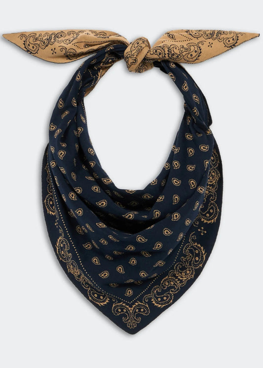 GUEST IN RESIDENCE - WILD RAG SCARF NAVY/CAMEL