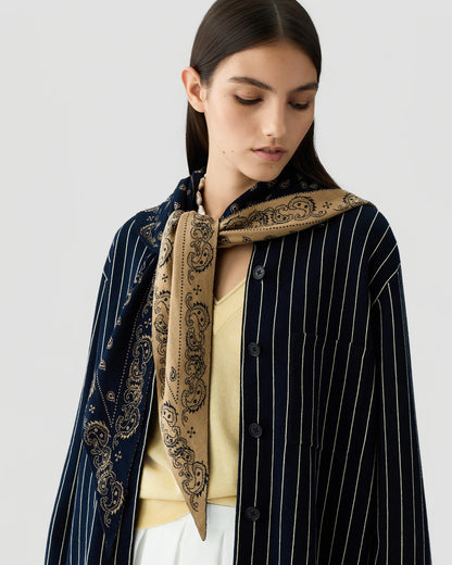 GUEST IN RESIDENCE - WILD RAG SCARF NAVY/CAMEL