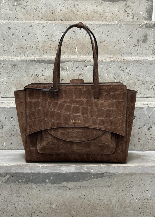 HIDESINS - FLAP L SUEDE CHOCOLAT