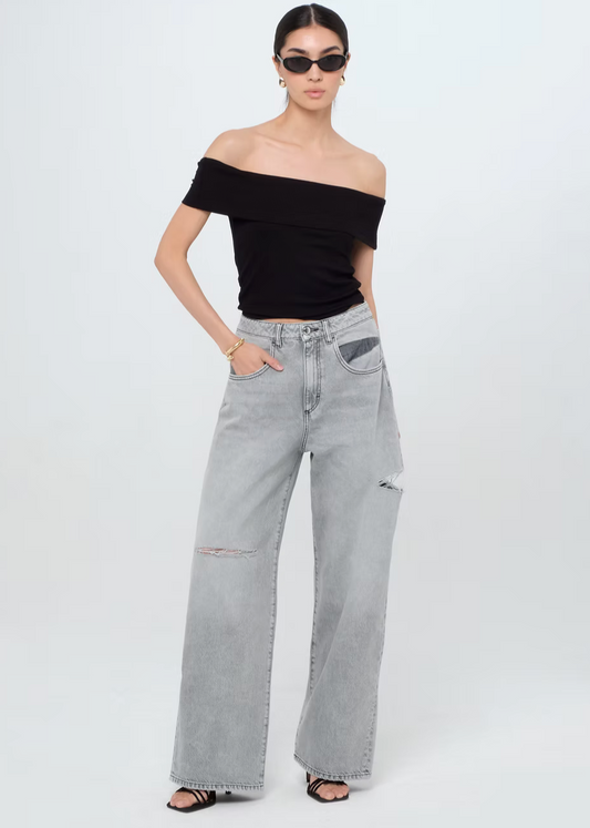 ICON DENIM - POPPY WIDE LEG GREY