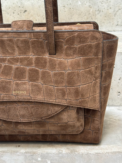 HIDESINS - FLAP L SUEDE CHOCOLAT