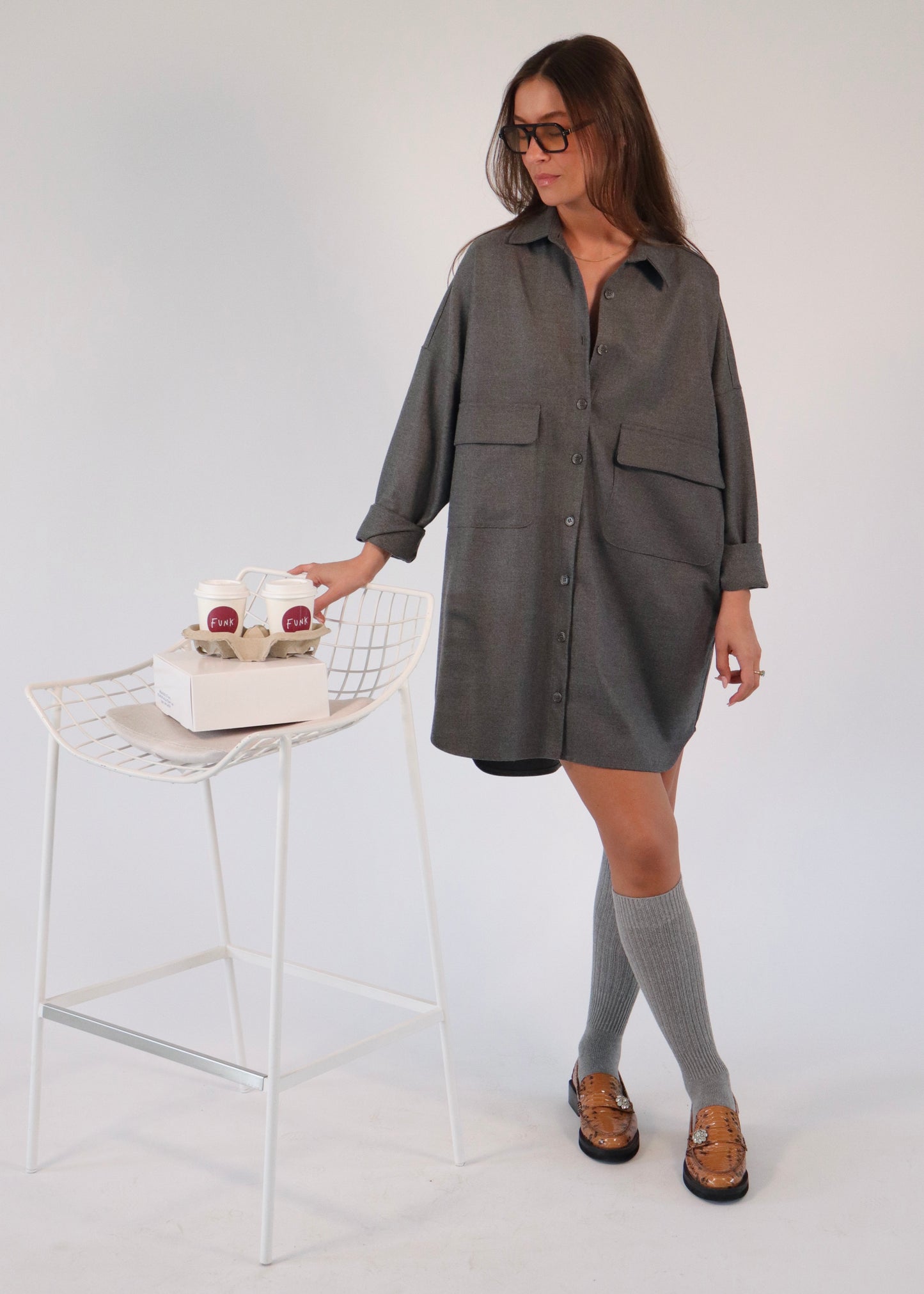 LIV THE LABEL - The Marianne Shirt Dress is made from high-quality wooltouch fabric, providing the luxurious feel of wool with added durability and easy care.