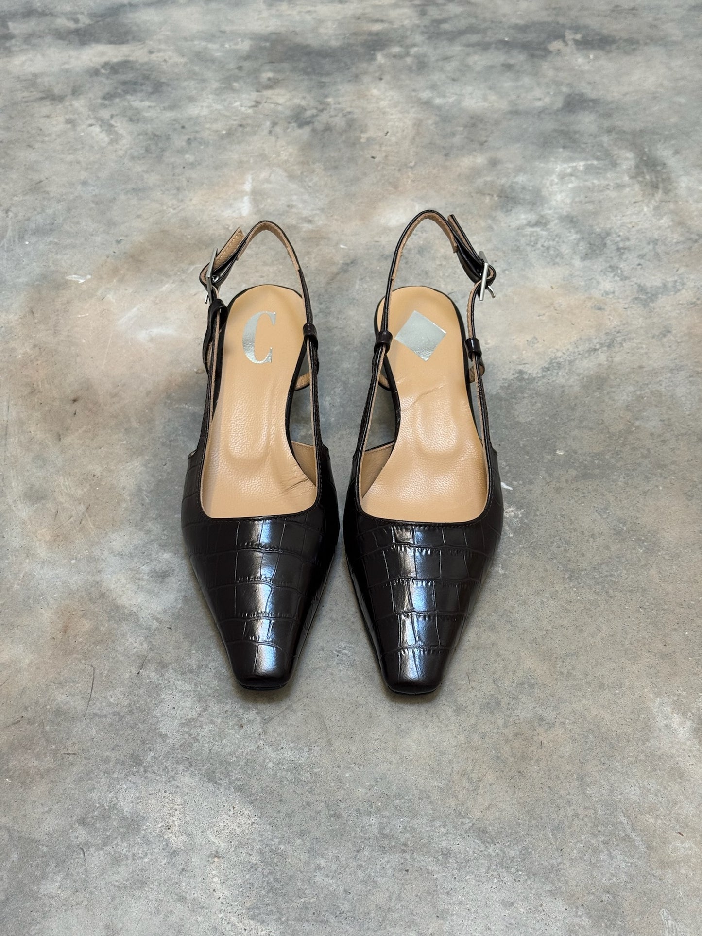 LAURA SLINGBACK CROCO COFFEE
