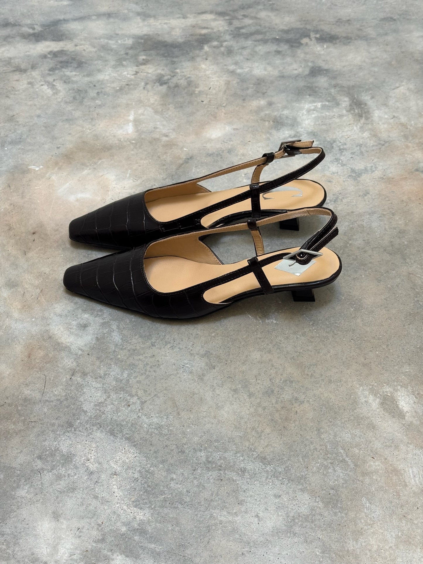 LAURA SLINGBACK CROCO COFFEE