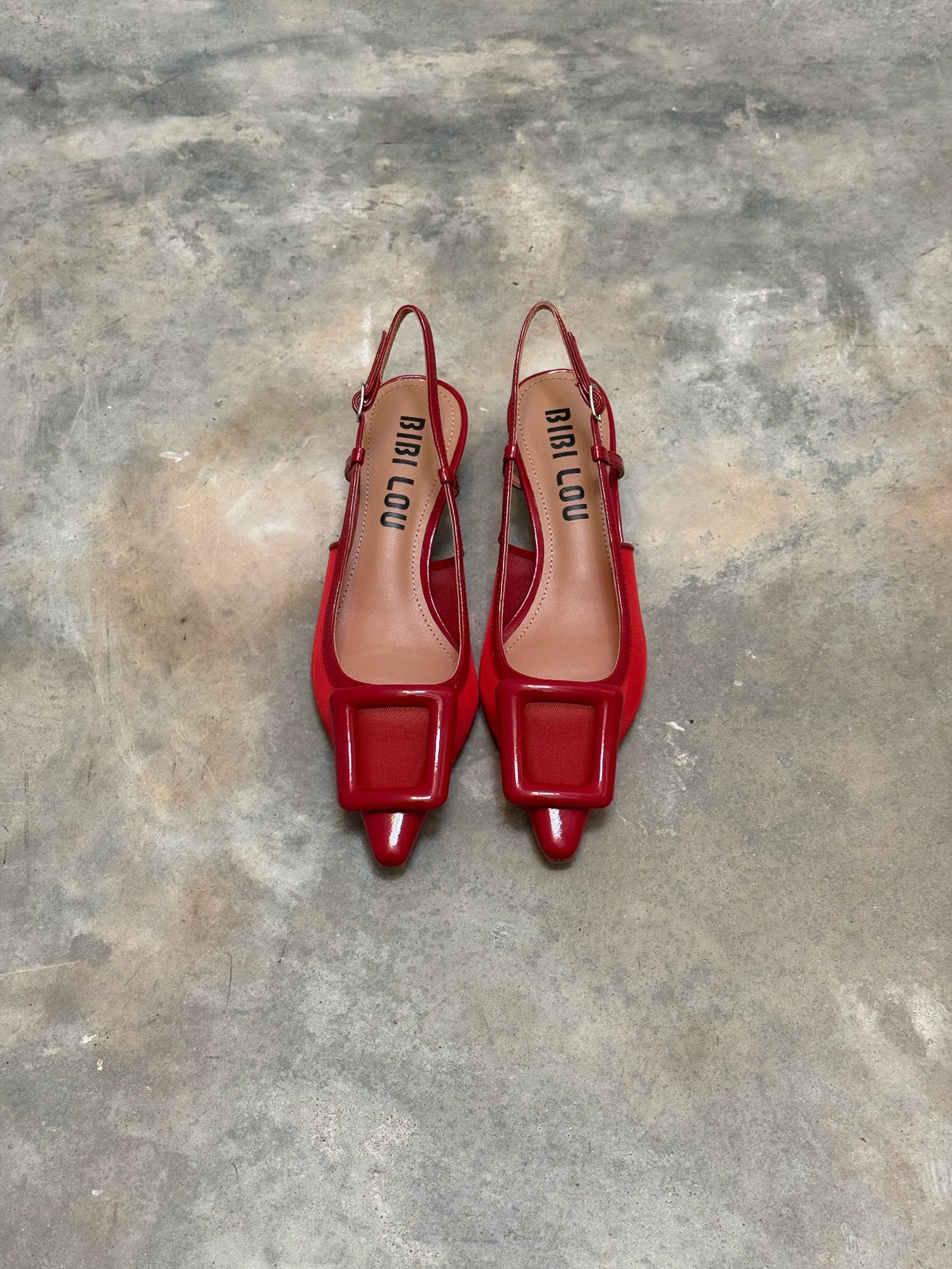 SLINGBACK BOUKLE ROUGE