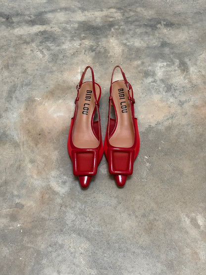 SLINGBACK BOUKLE ROUGE