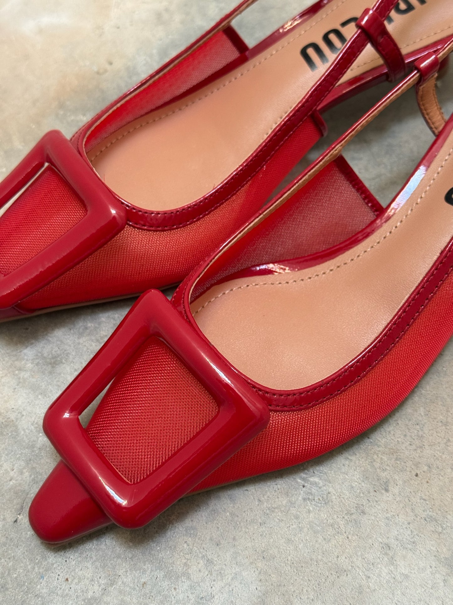 SLINGBACK BOUKLE ROUGE