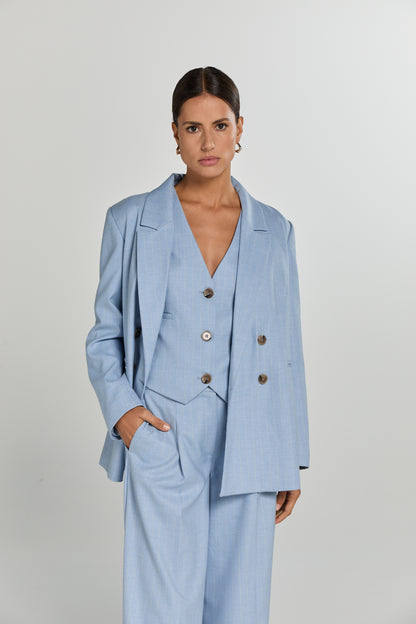 liv the label - indy blazer blue pinstripe front