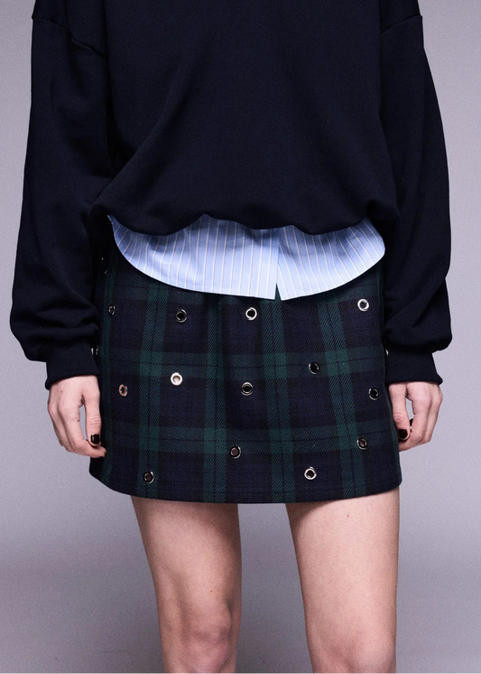 JOHNY - JUNO EYELES SKIRT GREEN/BLUE