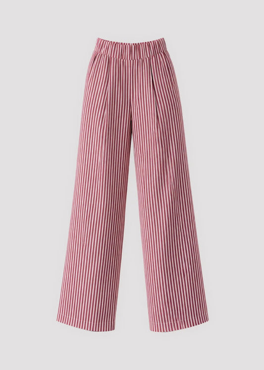 Relaxed wide-leg pants with vertical stripes, elasticated waistband and fluid drape for effortless everyday elegance.