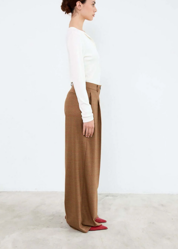 LIV THE LABEL - LOGAN PANTS CAMEL PRINCE OF WALES