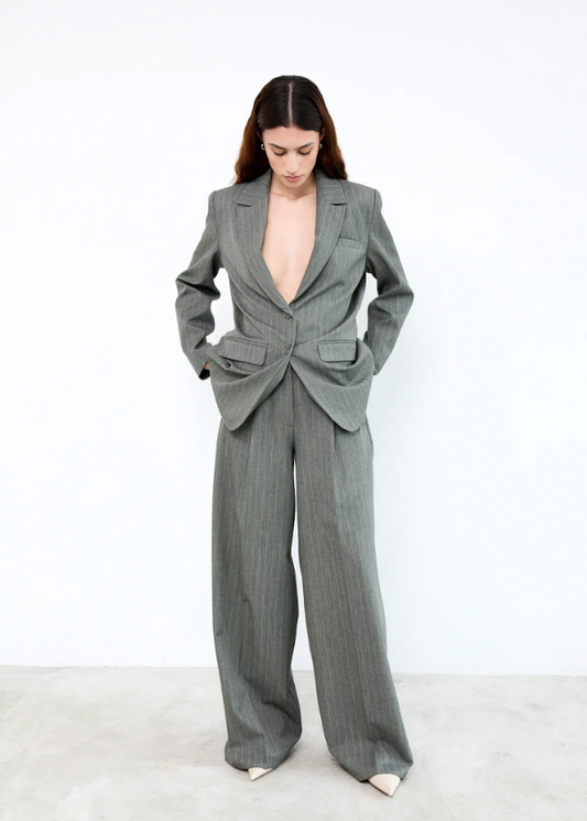 LIV THE LABEL - LOGAN PANTS PINSTRIPE GREEN