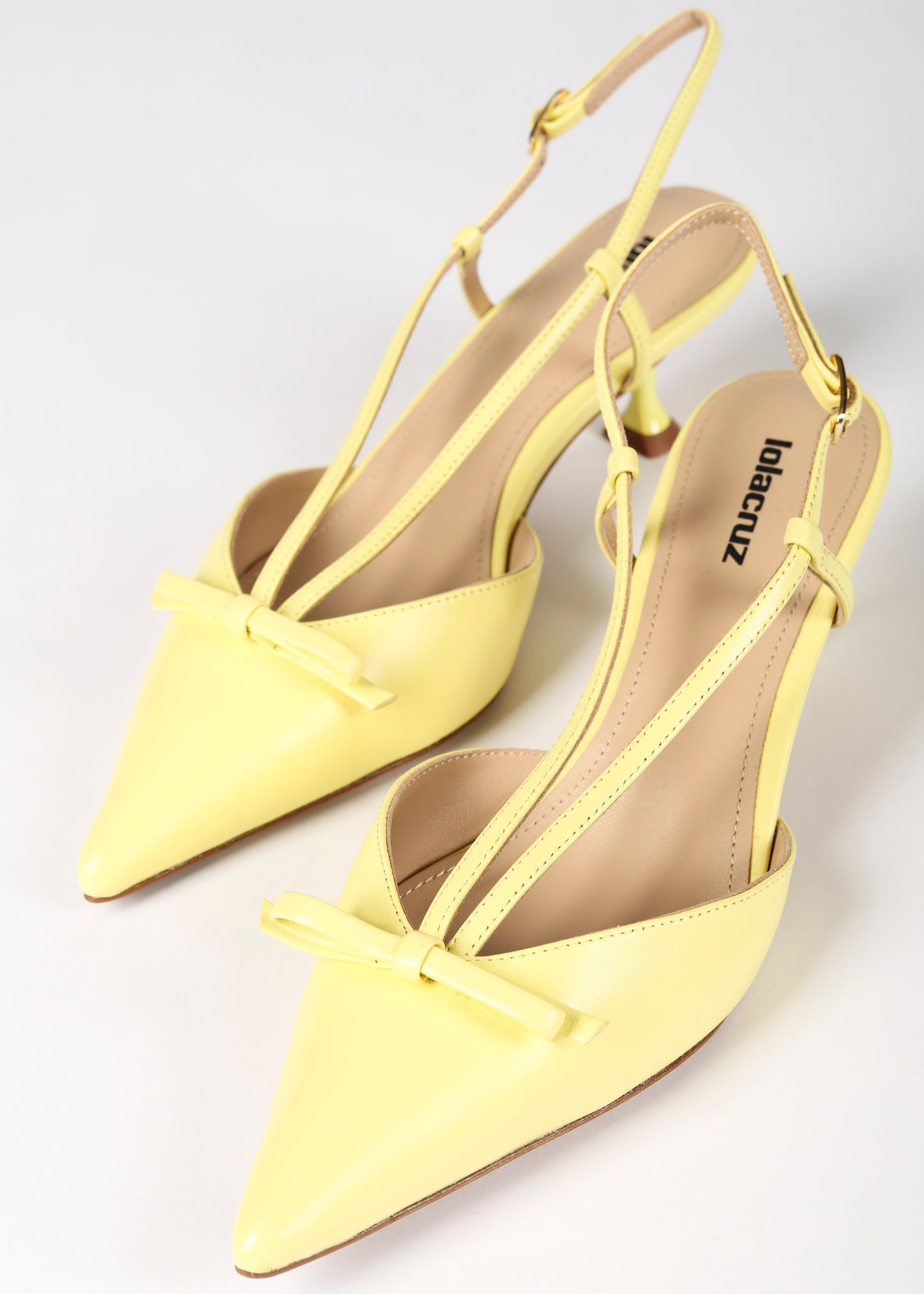 Lola Cruz satina heel yellow full