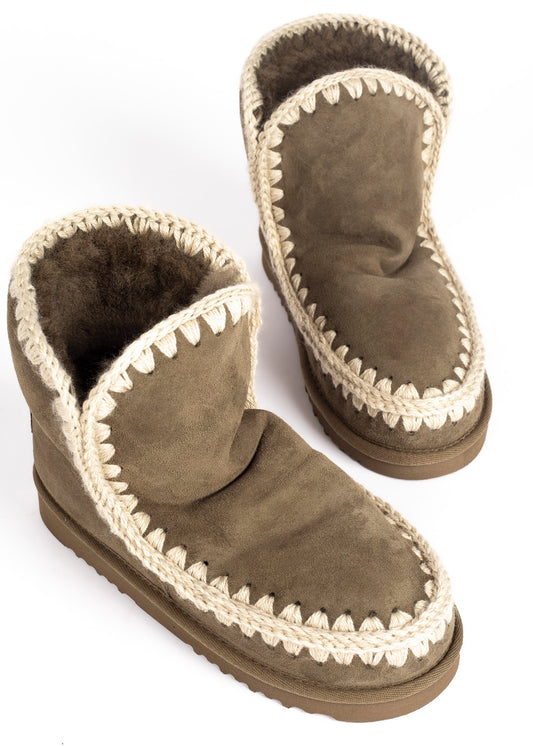 MOU -&nbsp;This style has been expertly hand-crafted in divinely warm double-face sheepskin, with mou trademark hand-crochet wool stitching, a supportive heel counter and EVA &amp; rubber outdoor sole. Incredibly comfortable and hard-wearing. Height 18cm. Regular fit.