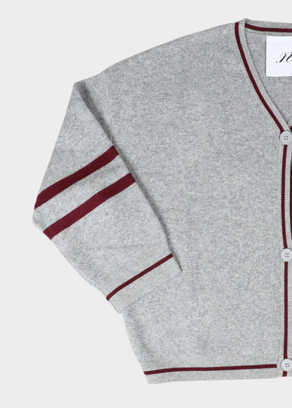 NOTED ANTWERP - BENNY CARDIGAN LOGO GREY/BORD