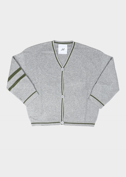 NOTED ANTWERP - BENNY CARDIGAN LOGO GREY/KHAKI
