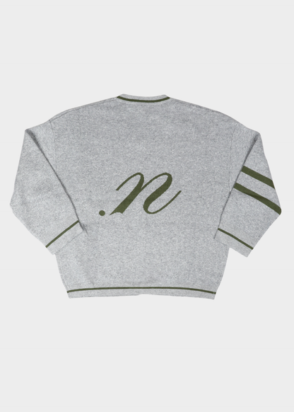 NOTED ANTWERP - BENNY CARDIGAN LOGO GREY/KHAKI