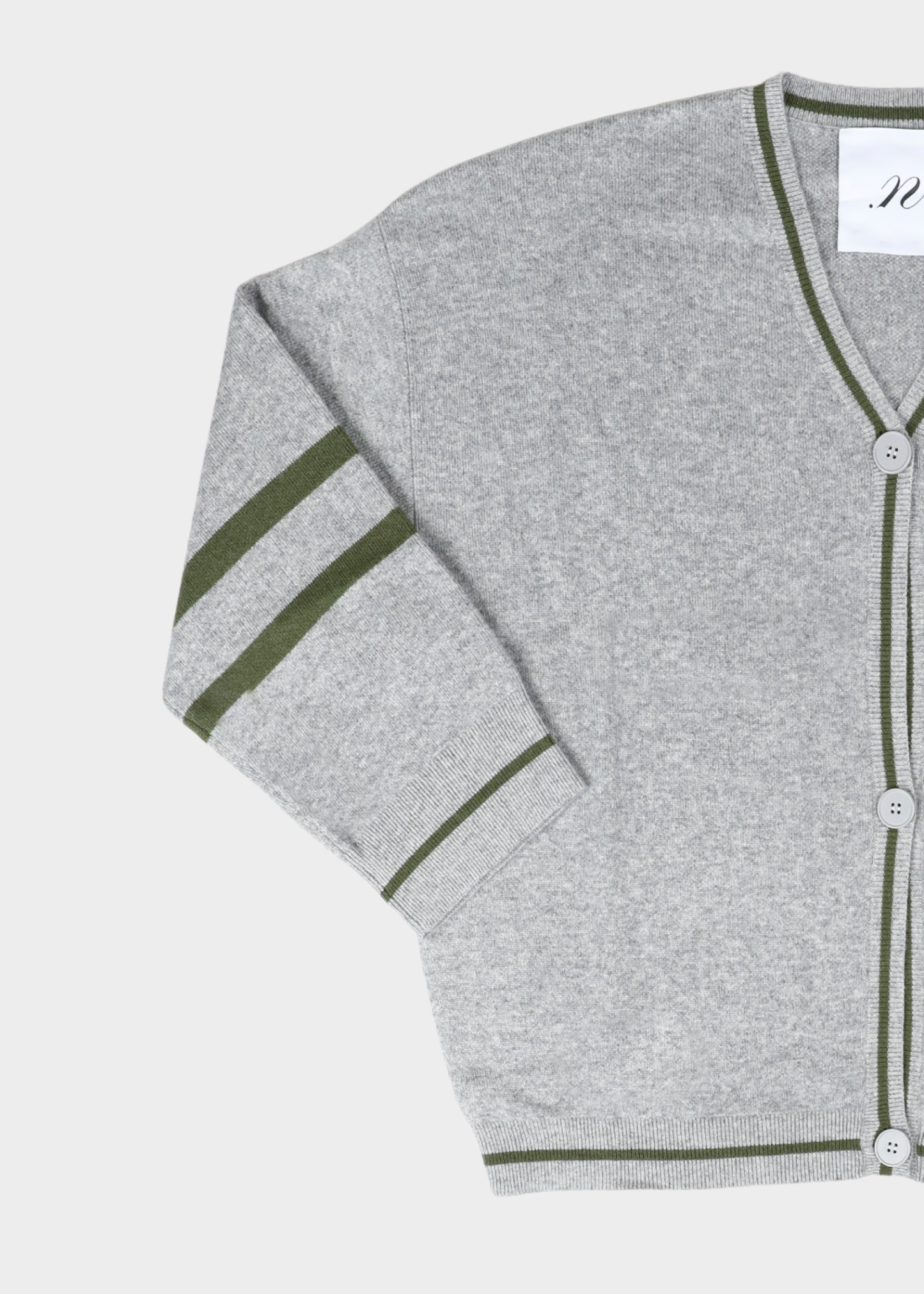 NOTED ANTWERP - BENNY CARDIGAN LOGO GREY/KHAKI