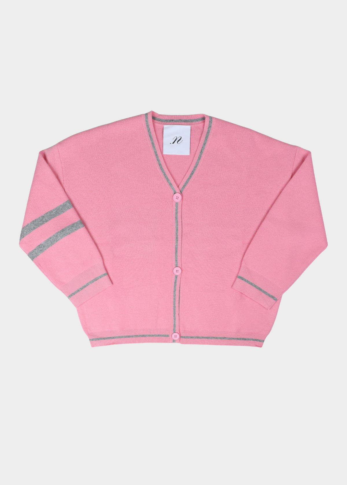 NOTED ANTWERP - BENNY CARDIGAN LOGO PINK/GREY