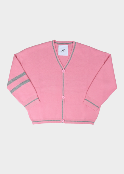 NOTED ANTWERP - BENNY CARDIGAN LOGO PINK/GREY