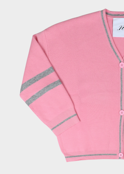 NOTED ANTWERP - BENNY CARDIGAN LOGO PINK/GREY