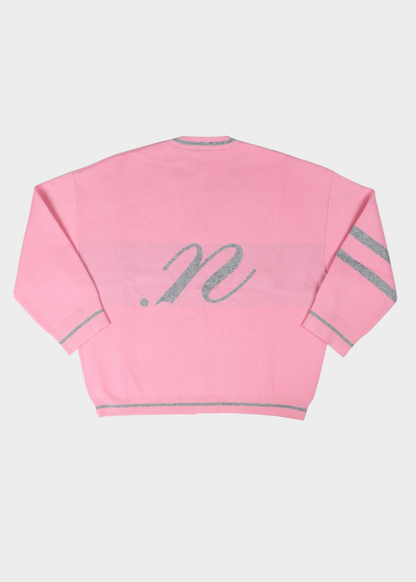 NOTED ANTWERP - BENNY CARDIGAN LOGO PINK/GREY