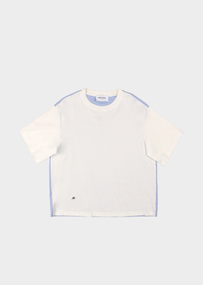 NOTED ANTWERP - COLI TOP TSHIRT WHITE/STRIPE BLEU