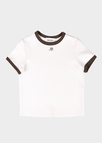 NOTED ANTWERP - DONNI TSHIRT SLIM WHITE/KHAKI