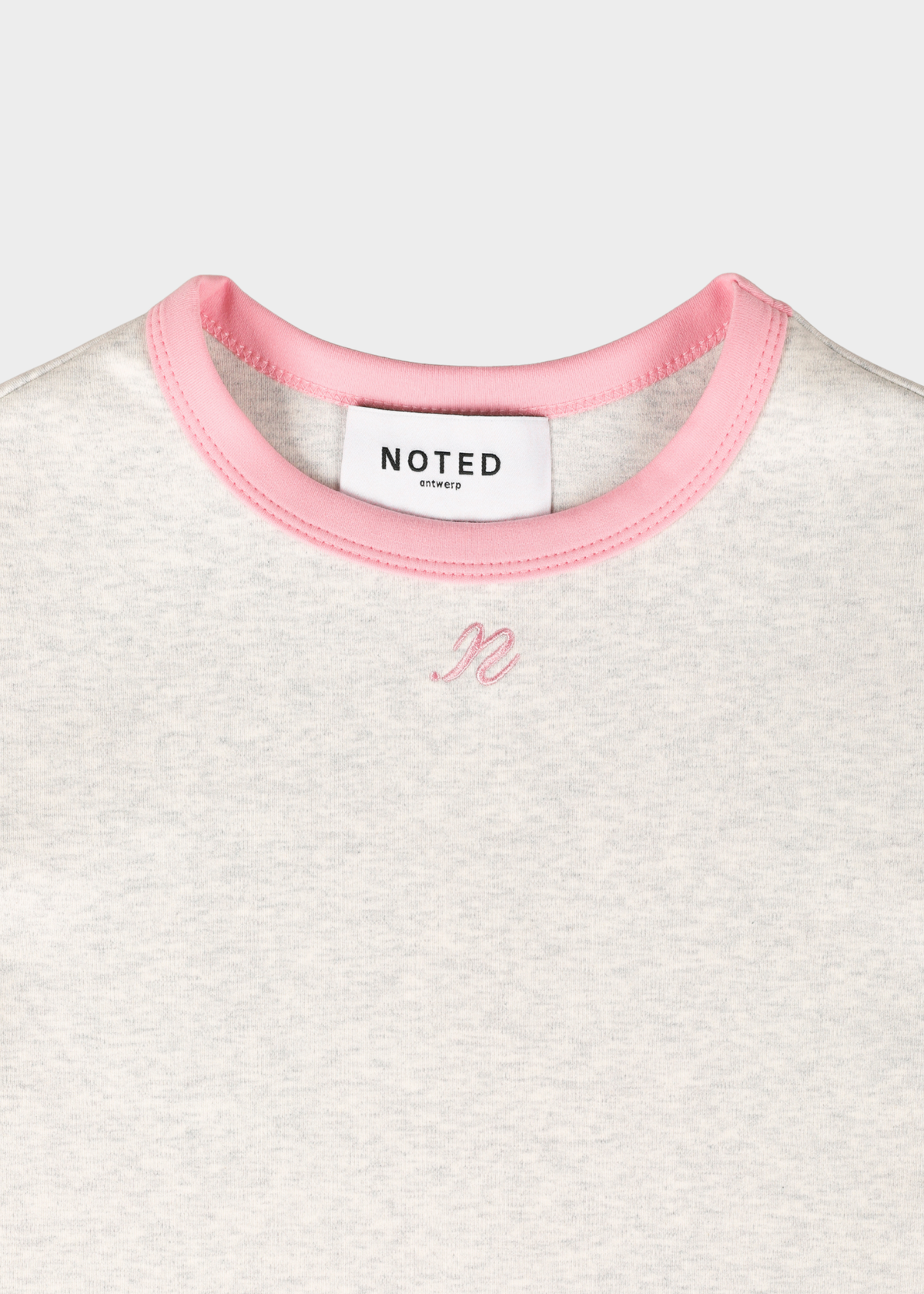 NOTED ANTWERP - DONNI TSHIRT SLIM GRE/PINK