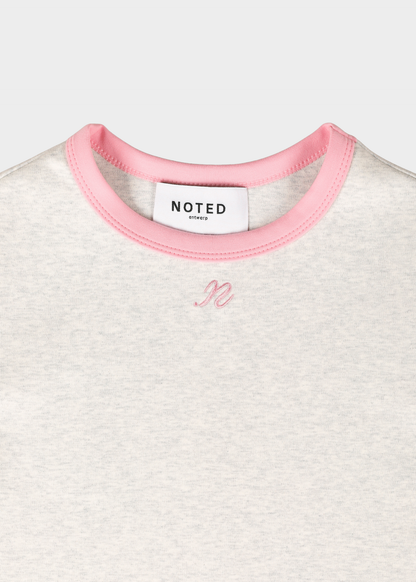 NOTED ANTWERP - DONNI TSHIRT SLIM GRE/PINK