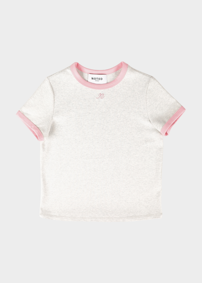 NOTED ANTWERP - DONNI TSHIRT SLIM GRE/PINK