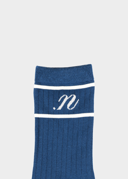 NOTED ANTWERP - SOCKS LOGO DENIM BLUE