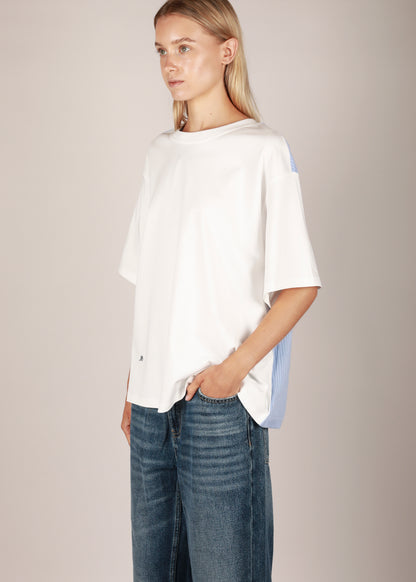 NOTED ANTWERP - COLI TOP TSHIRT WHITE/STRIPE BLEU