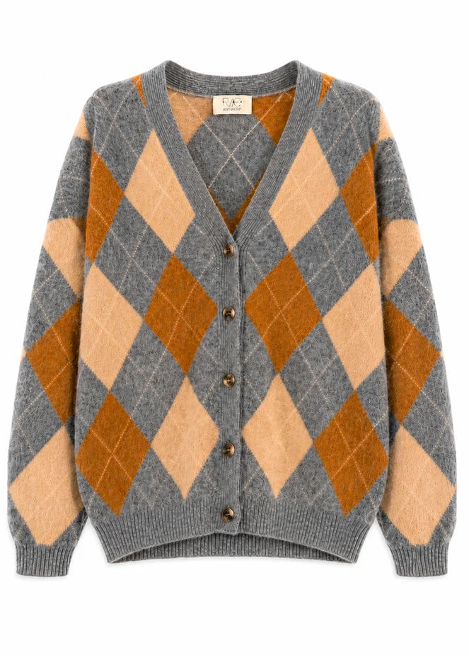ARGYLE CARDIGAN #GREY
