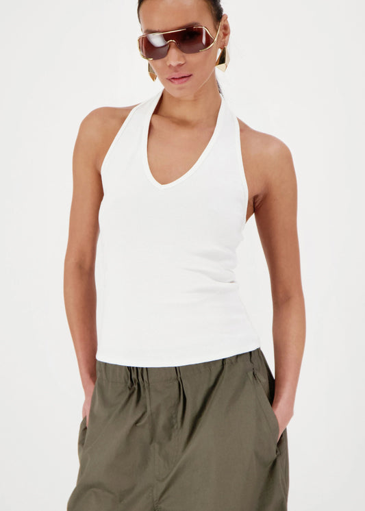 IVEY TOP HALTER WHITE