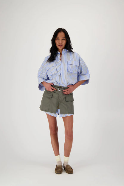 STOCKHOLM SHIRT LONG BLACK/BLUE
