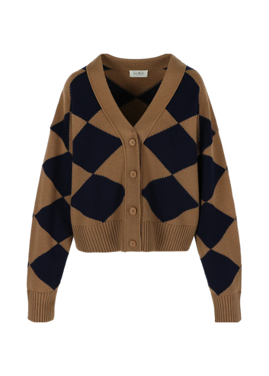 DRAKE CARDIGAN CAMEL/INK
