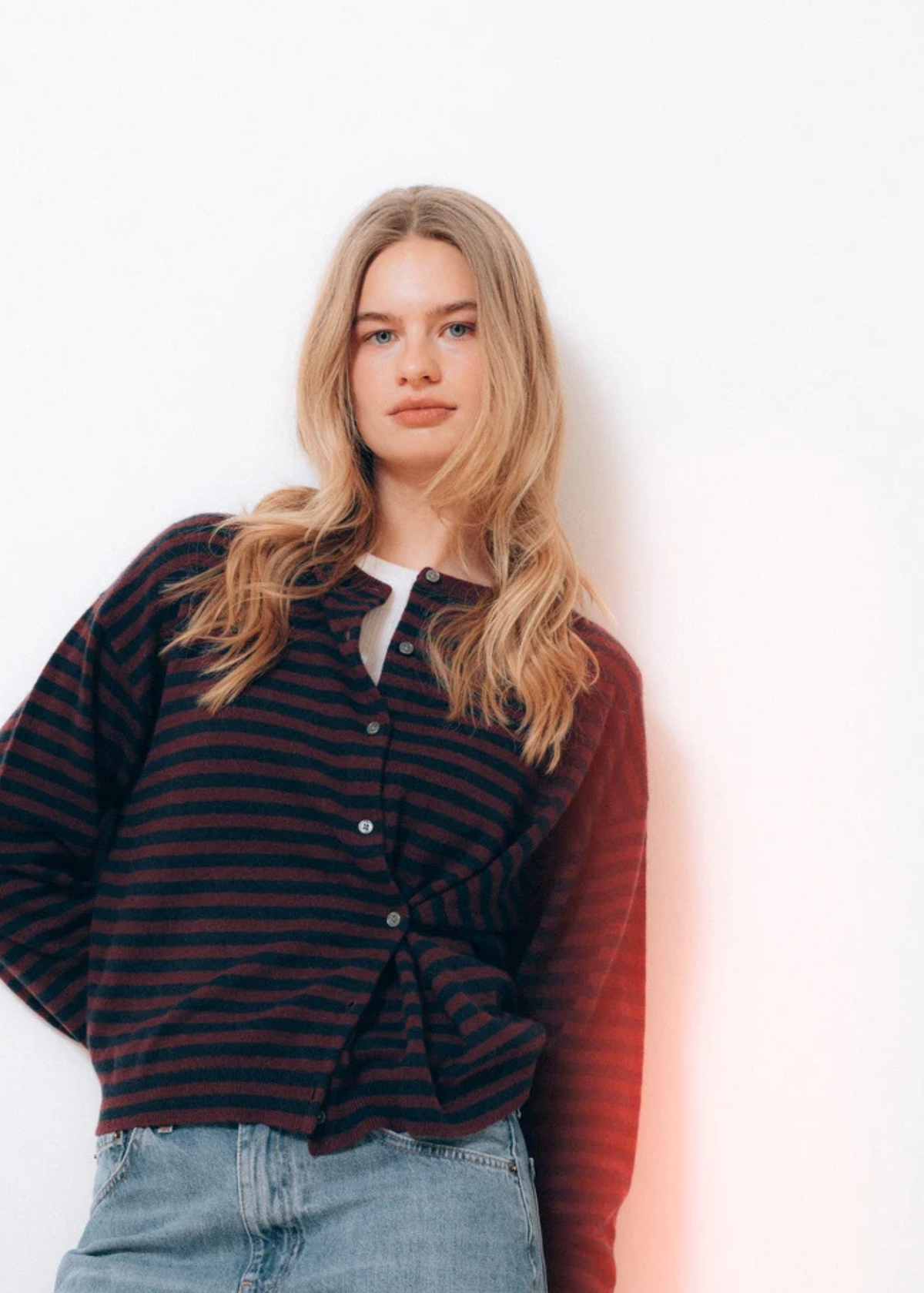 ALIXE CARDIGAN RDC STRIPE BURGUNDY